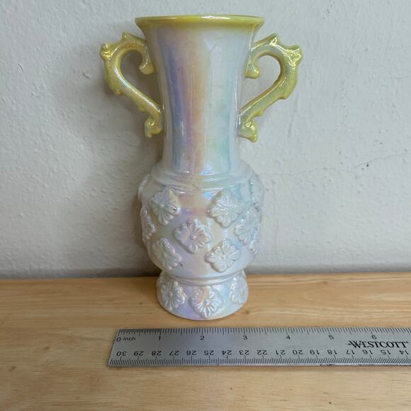 Vintage K’s Collection Iridescent Lusterware Ceramic Vase Double Handled Design - Picture 8 of 8